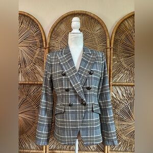 Banana Republic Double-Breasted Plaid Blazer